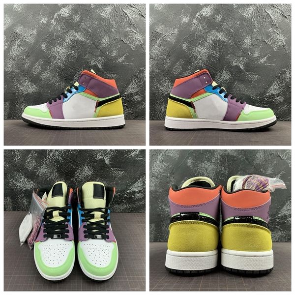 release 1 mid se multicolor basketball shoes cw1140-100 mens 1s outdoor sports sneakers ship with shoebox